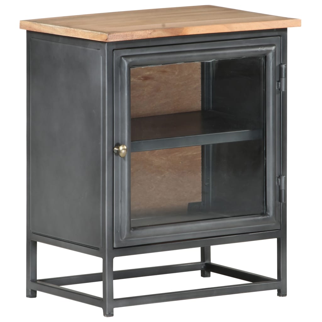 Nightstand, grey, 40x30x50cm, solid acacia wood