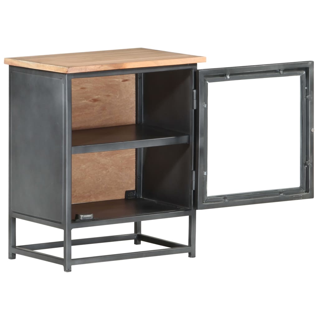 Nightstand, grey, 40x30x50cm, solid acacia wood