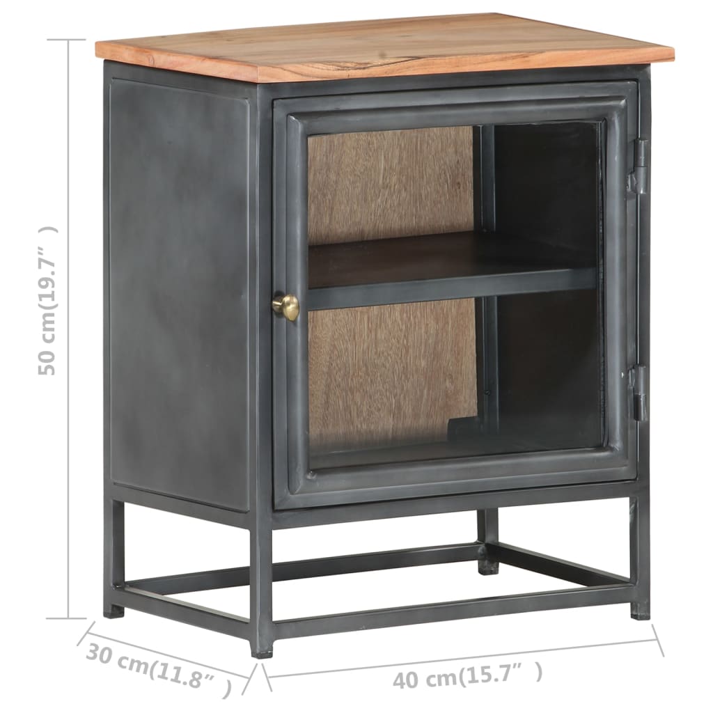 Nightstand, grey, 40x30x50cm, solid acacia wood