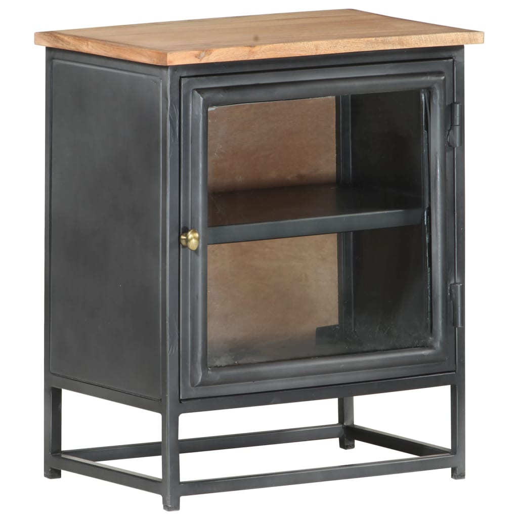 Nightstand, grey, 40x30x50cm, solid acacia wood