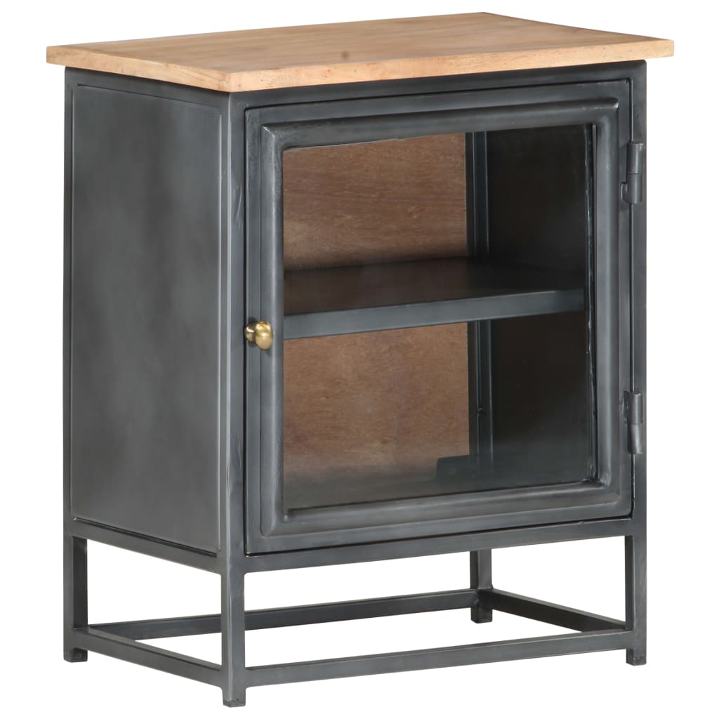 Nightstand, grey, 40x30x50cm, solid acacia wood