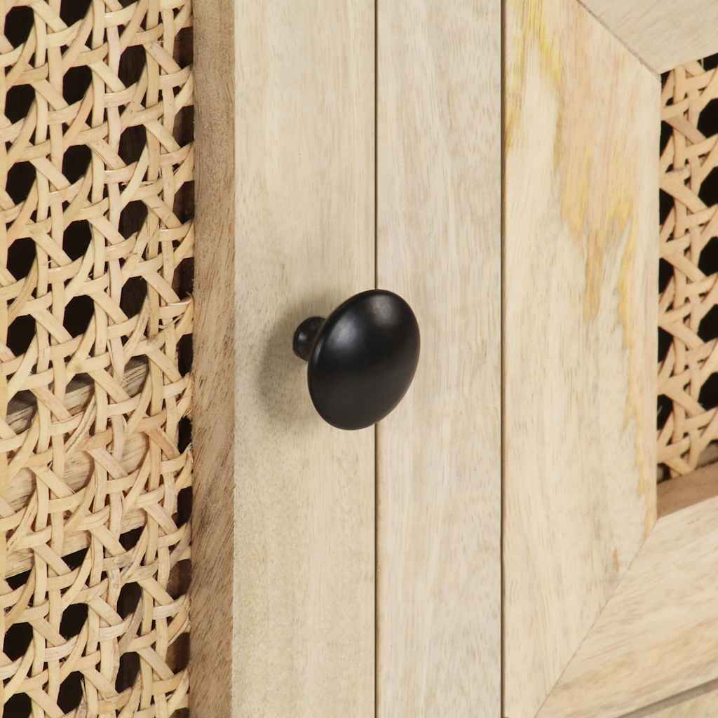 Side cabinet, 60x35x70cm, solid mango wood and cane