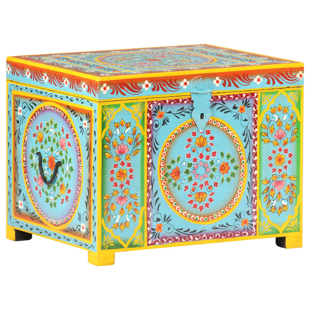 Storage box, 50x40x40cm, solid mango wood, hand-painted