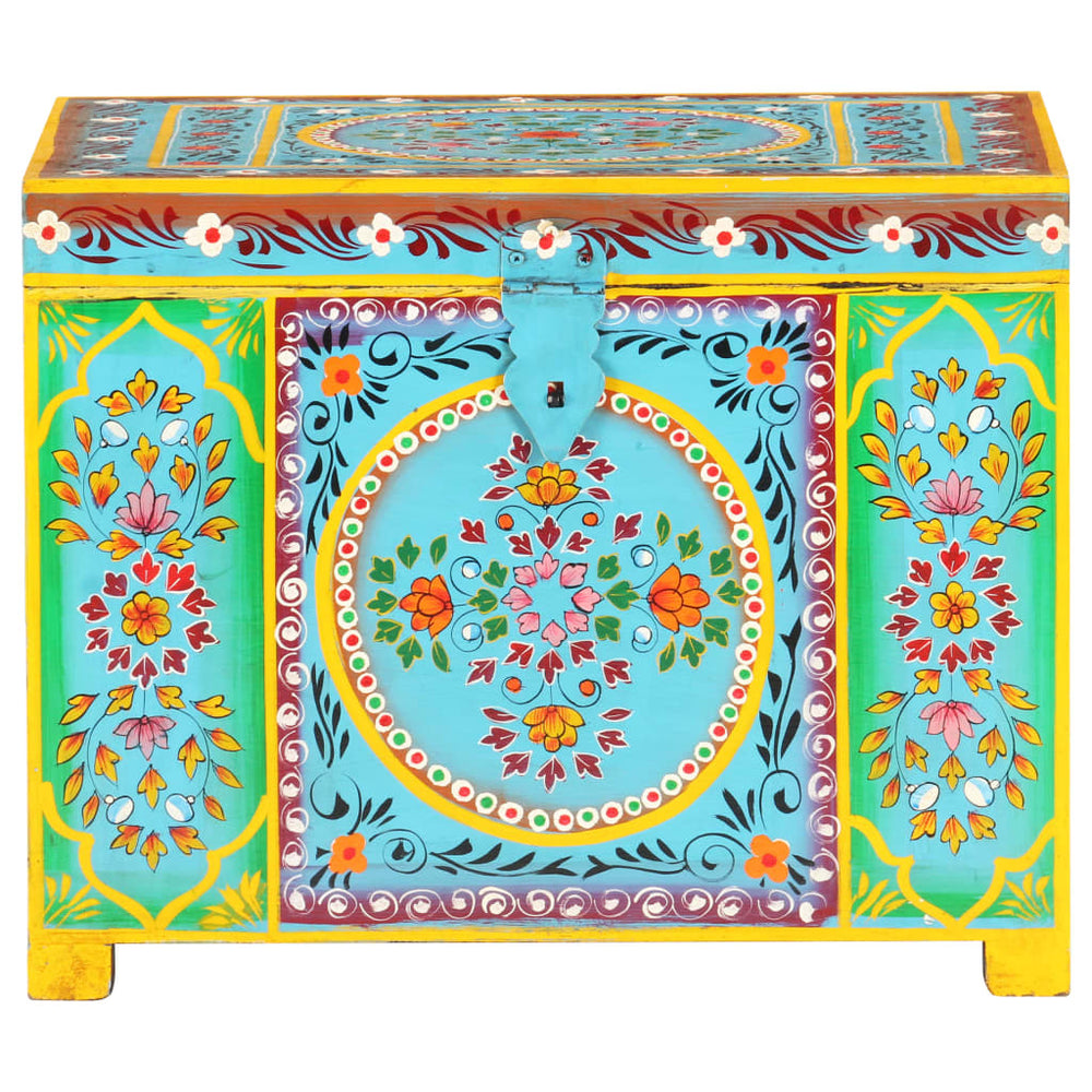 Storage box, 50x40x40cm, solid mango wood, hand-painted
