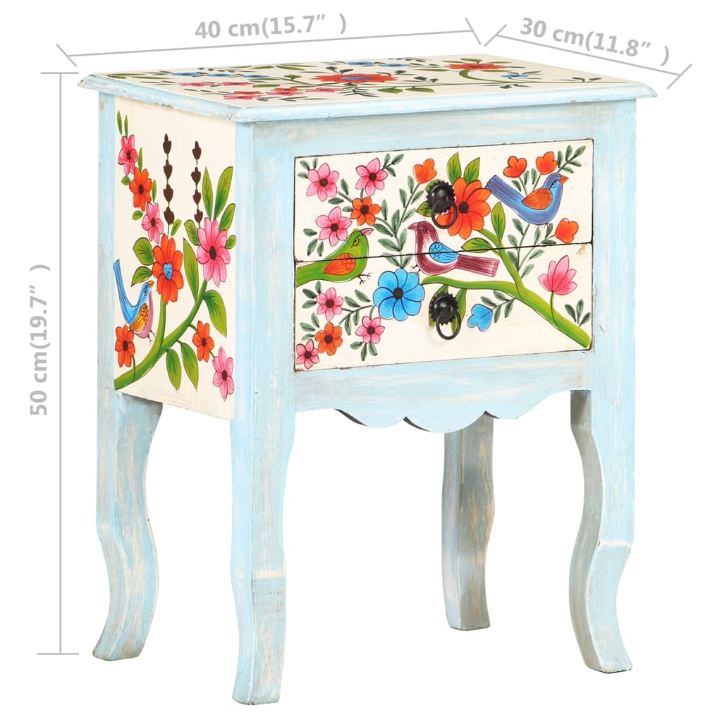 Nightstand, 40x30x50cm, solid mango wood, hand-painted