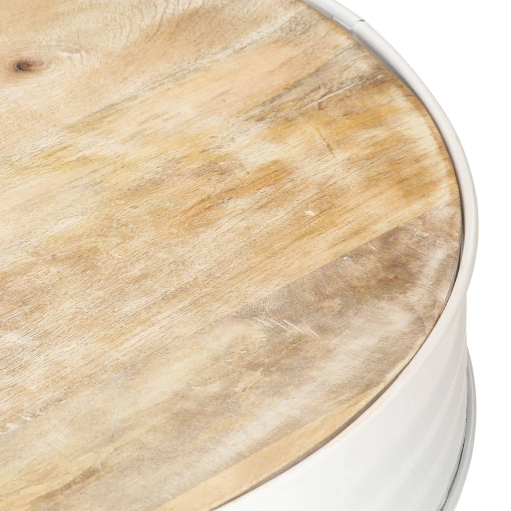 Coffee table, white, 68x68x36cm, solid mango wood