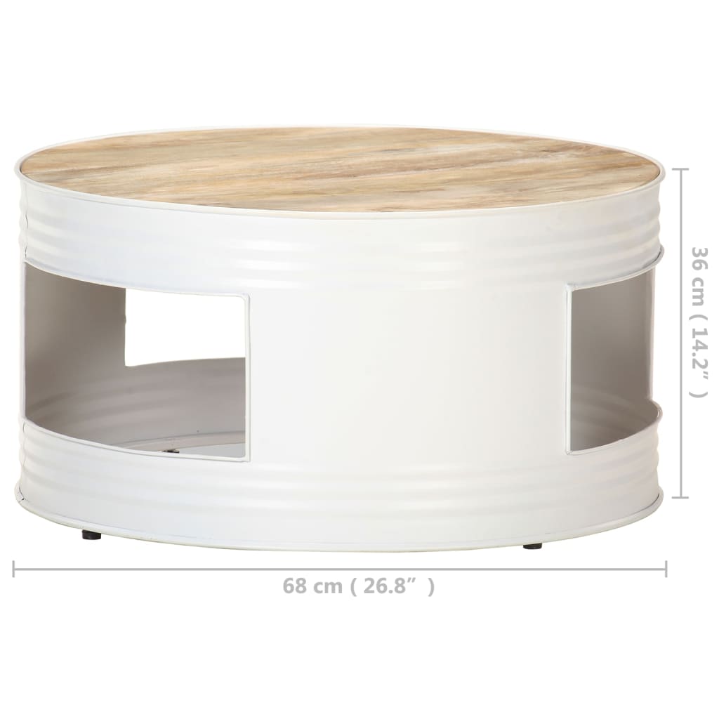 Coffee table, white, 68x68x36cm, solid mango wood