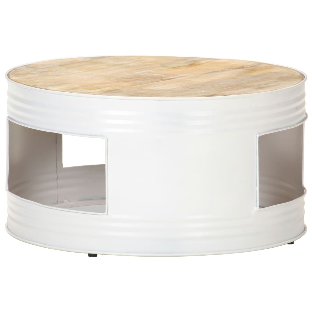 Coffee table, white, 68x68x36cm, solid mango wood