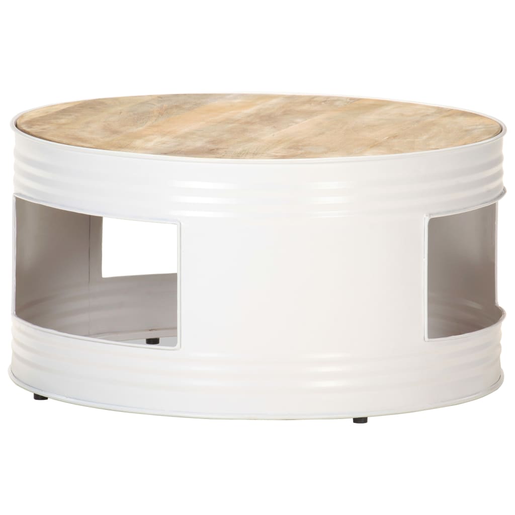Coffee table, white, 68x68x36cm, solid mango wood