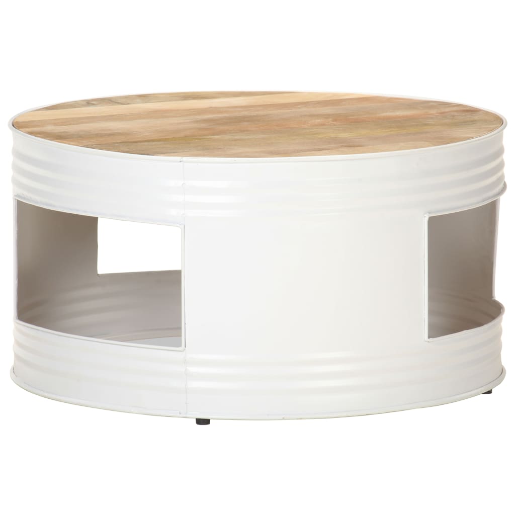 Coffee table, white, 68x68x36cm, solid mango wood