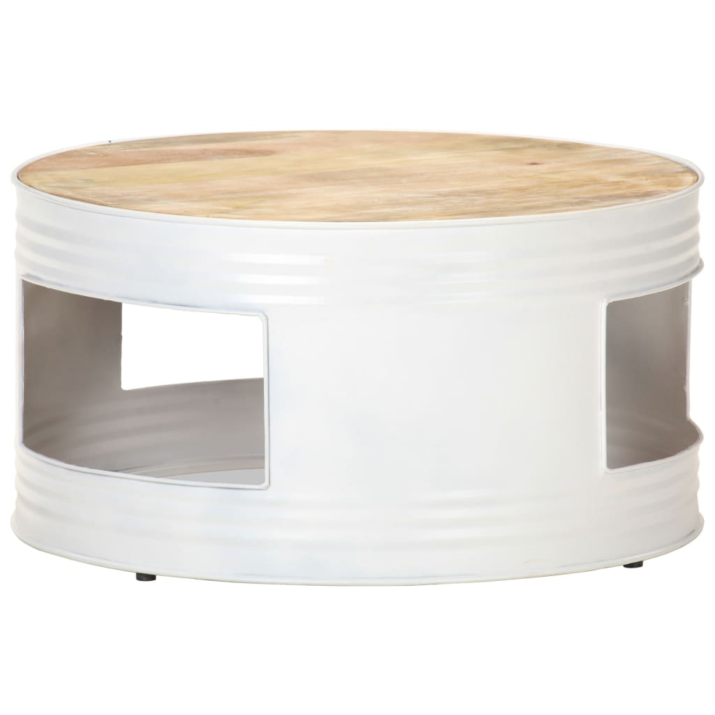 Coffee table, white, 68x68x36cm, solid mango wood