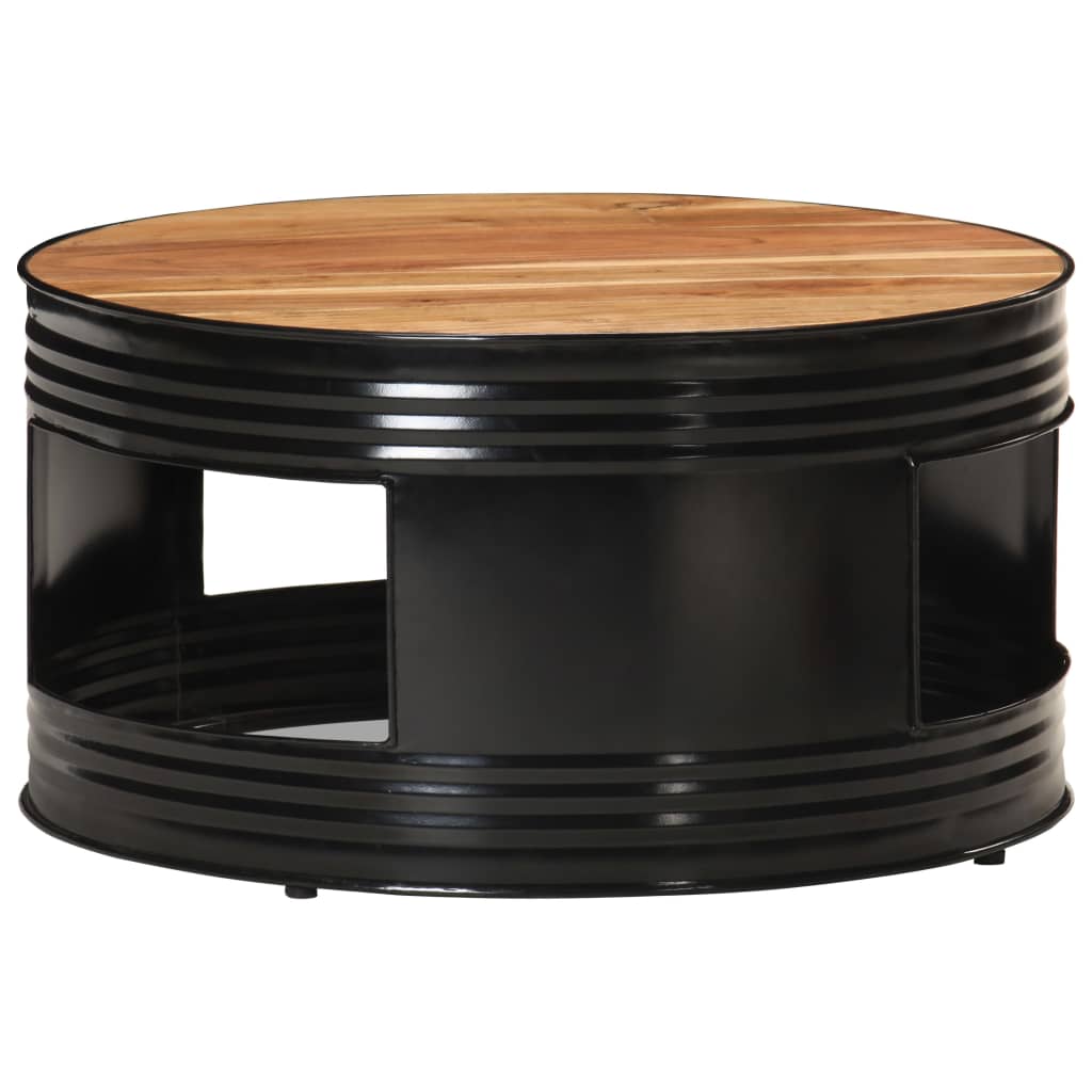 Coffee table, black, 68x68x36cm, solid acacia wood