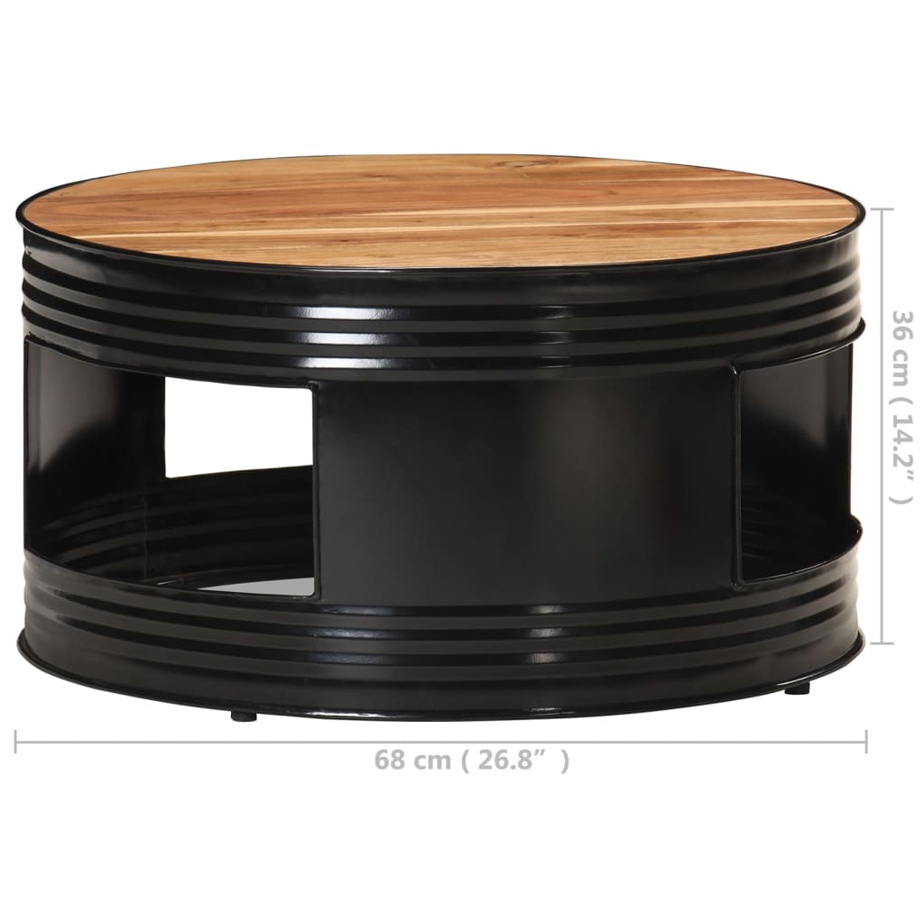 Coffee table, black, 68x68x36cm, solid acacia wood