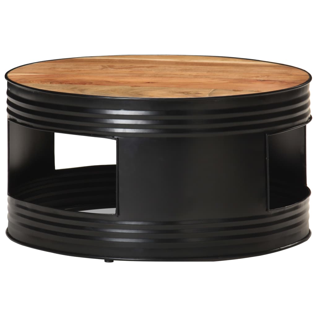 Coffee table, black, 68x68x36cm, solid acacia wood