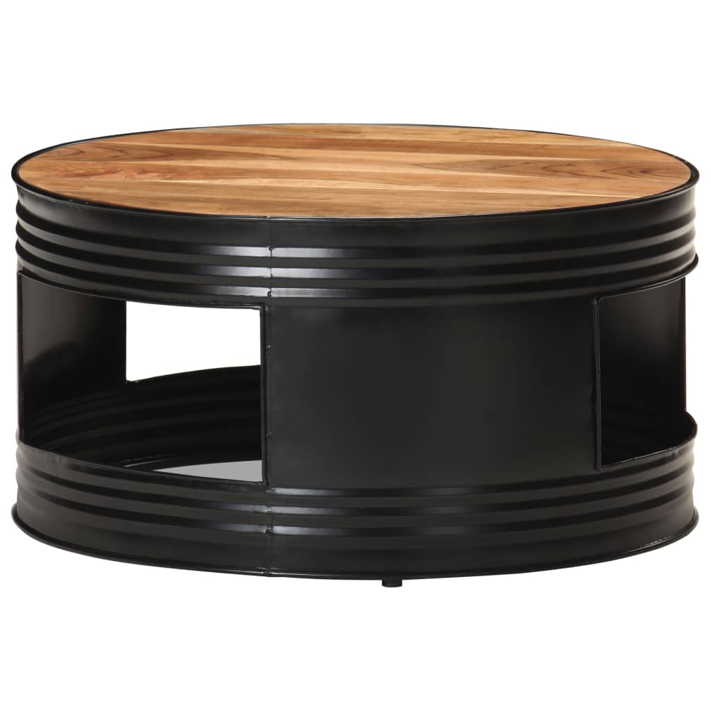 Coffee table, black, 68x68x36cm, solid acacia wood