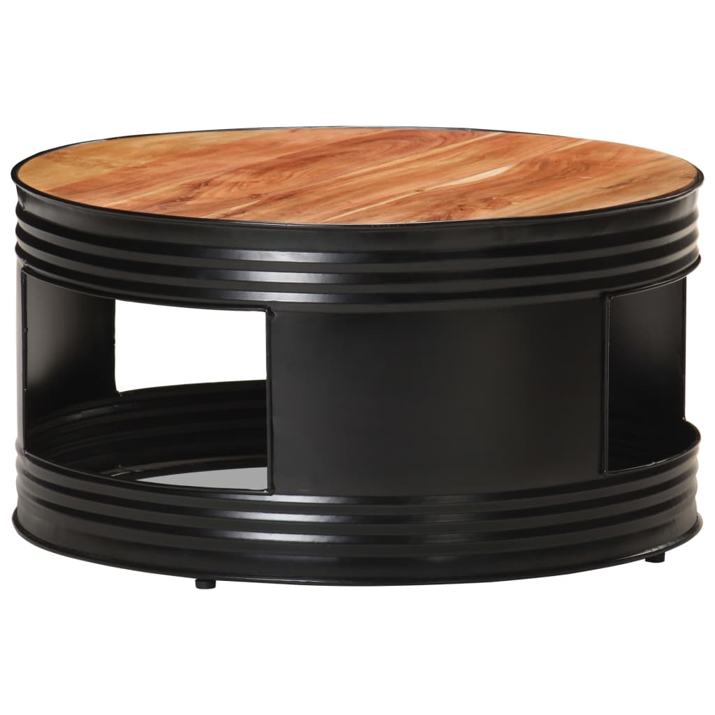 Coffee table, black, 68x68x36cm, solid acacia wood