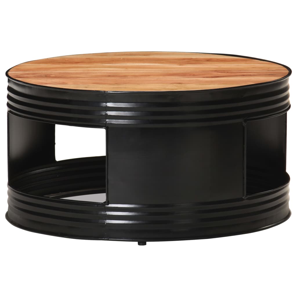 Coffee table, black, 68x68x36cm, solid acacia wood