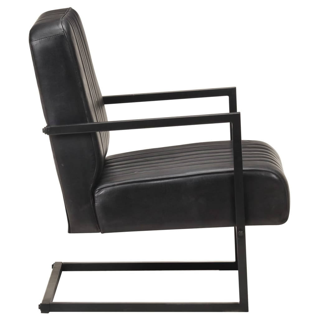 Cantilever chair, black, genuine leather