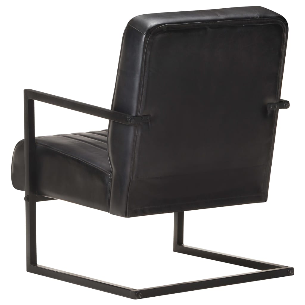 Cantilever chair, black, genuine leather