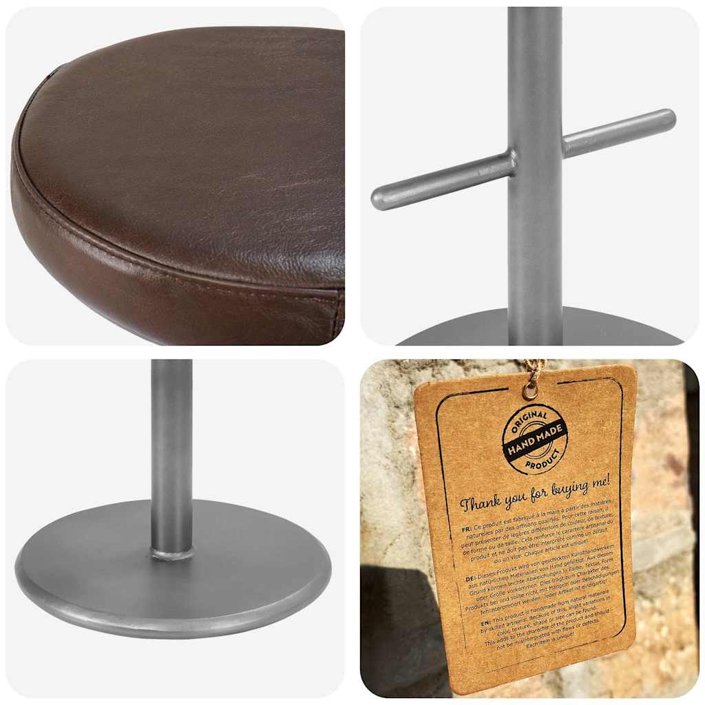 Baro taburetės, 2vnt., baltintos rudos spalvos, tikra oda