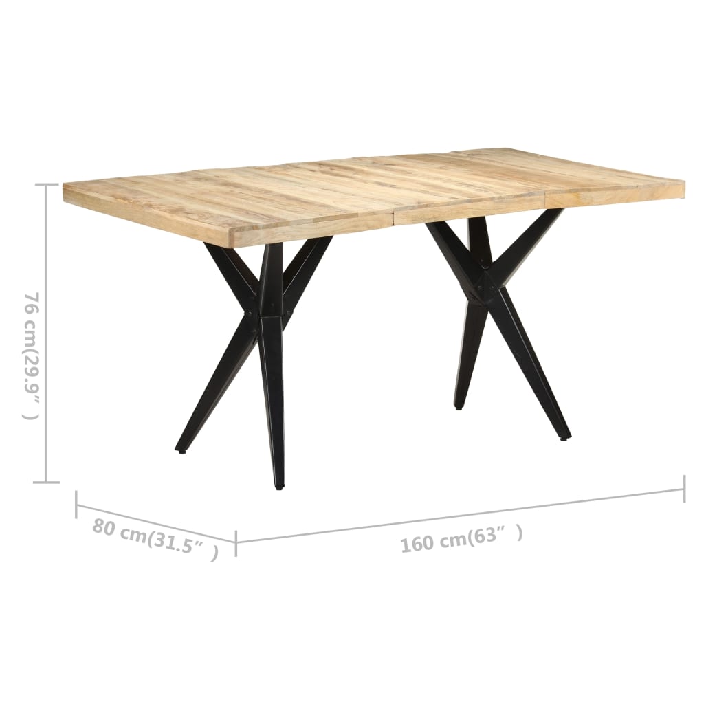 Valgomojo stalas, 160x80x76cm, neapdorota mango mediena