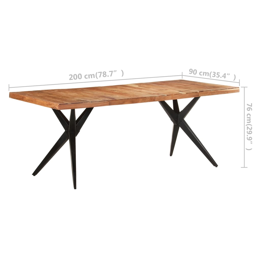 Dining table, 200x90x76cm, solid acacia wood