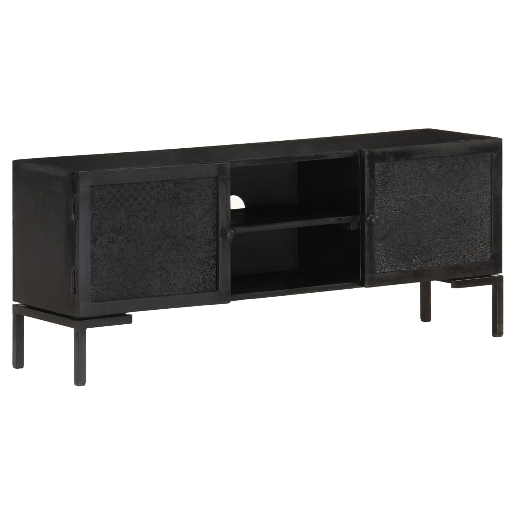 TV cabinet, black, 115x30x46cm, mango wood