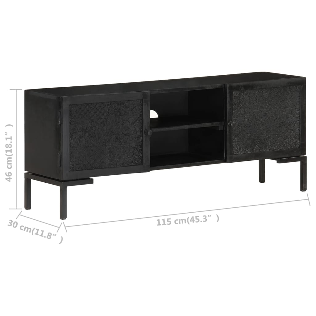 TV cabinet, black, 115x30x46cm, mango wood