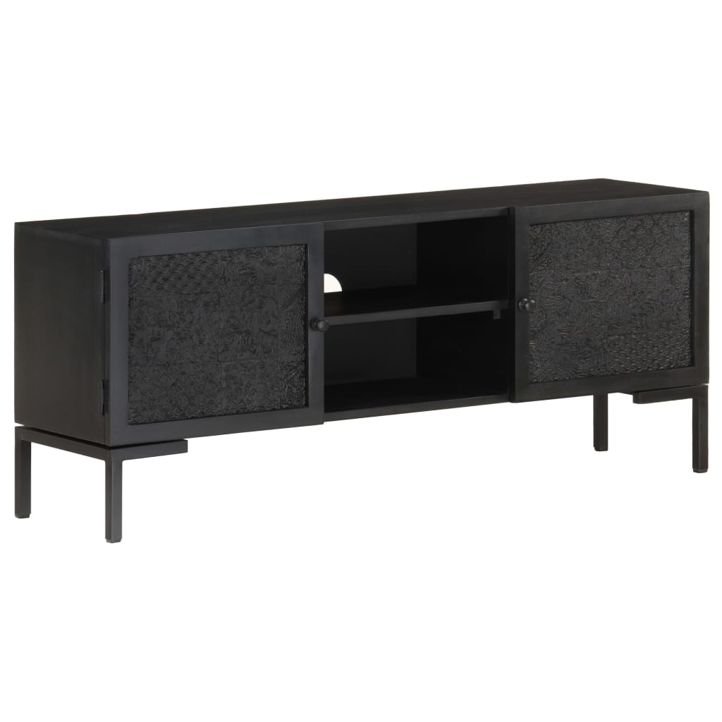 TV cabinet, black, 115x30x46cm, mango wood
