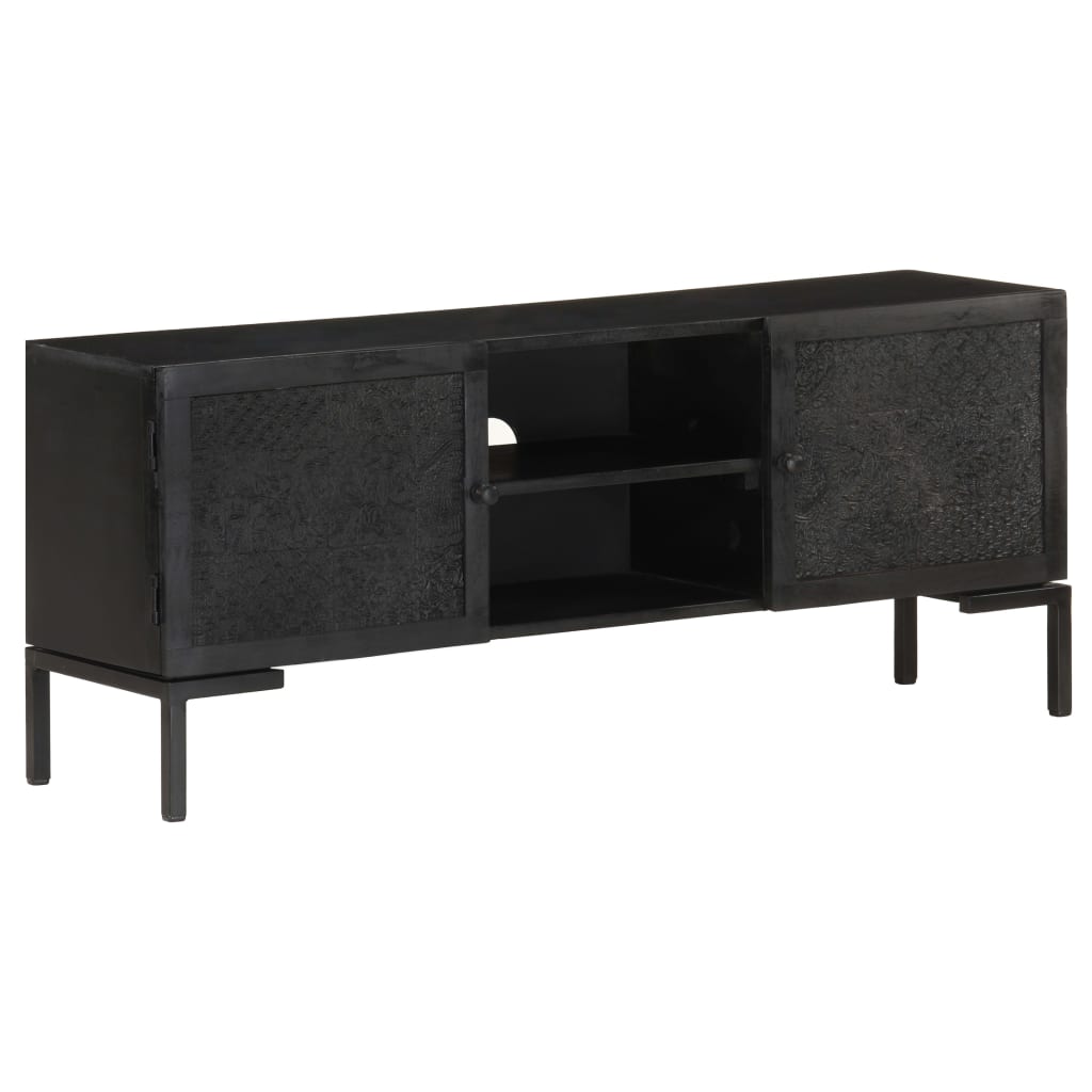 TV cabinet, black, 115x30x46cm, mango wood
