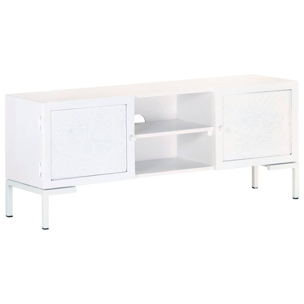 TV cabinet, white, 115x30x46cm, solid mango wood
