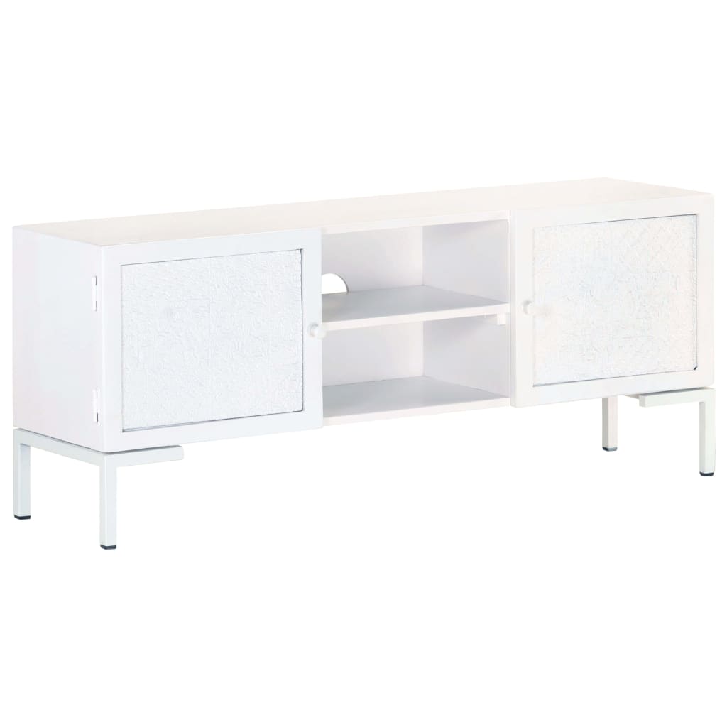 TV cabinet, white, 115x30x46cm, solid mango wood