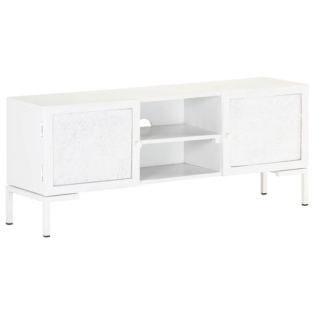 TV cabinet, white, 115x30x46cm, solid mango wood