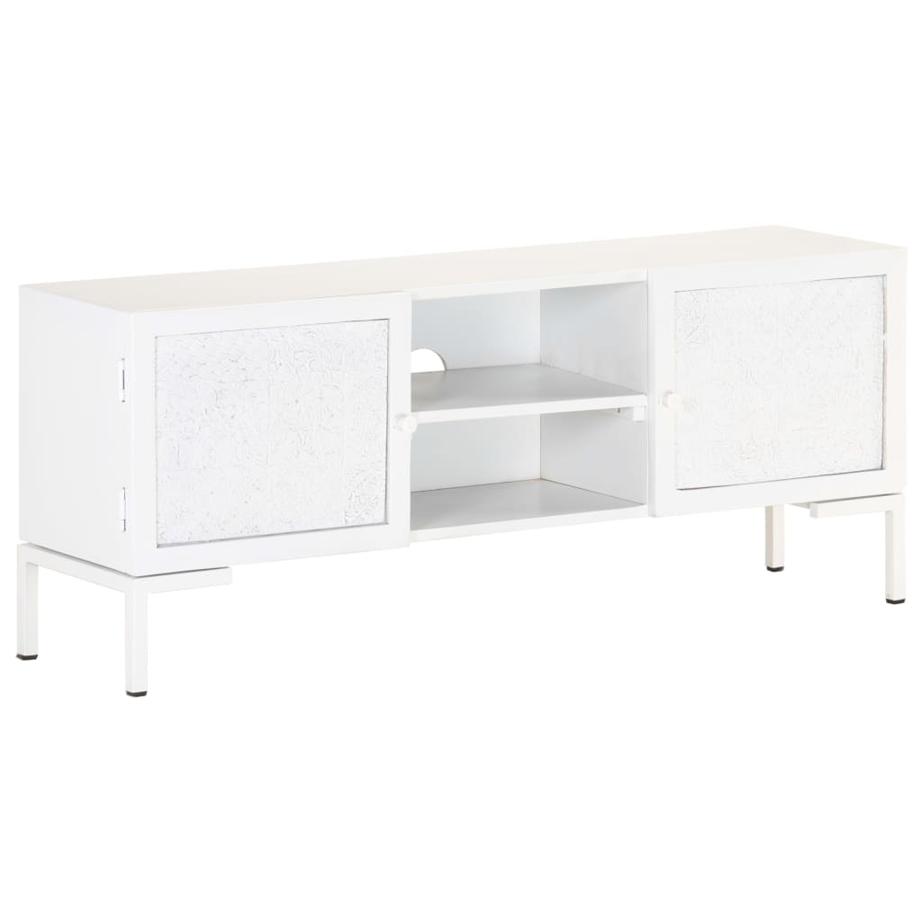 TV cabinet, white, 115x30x46cm, solid mango wood