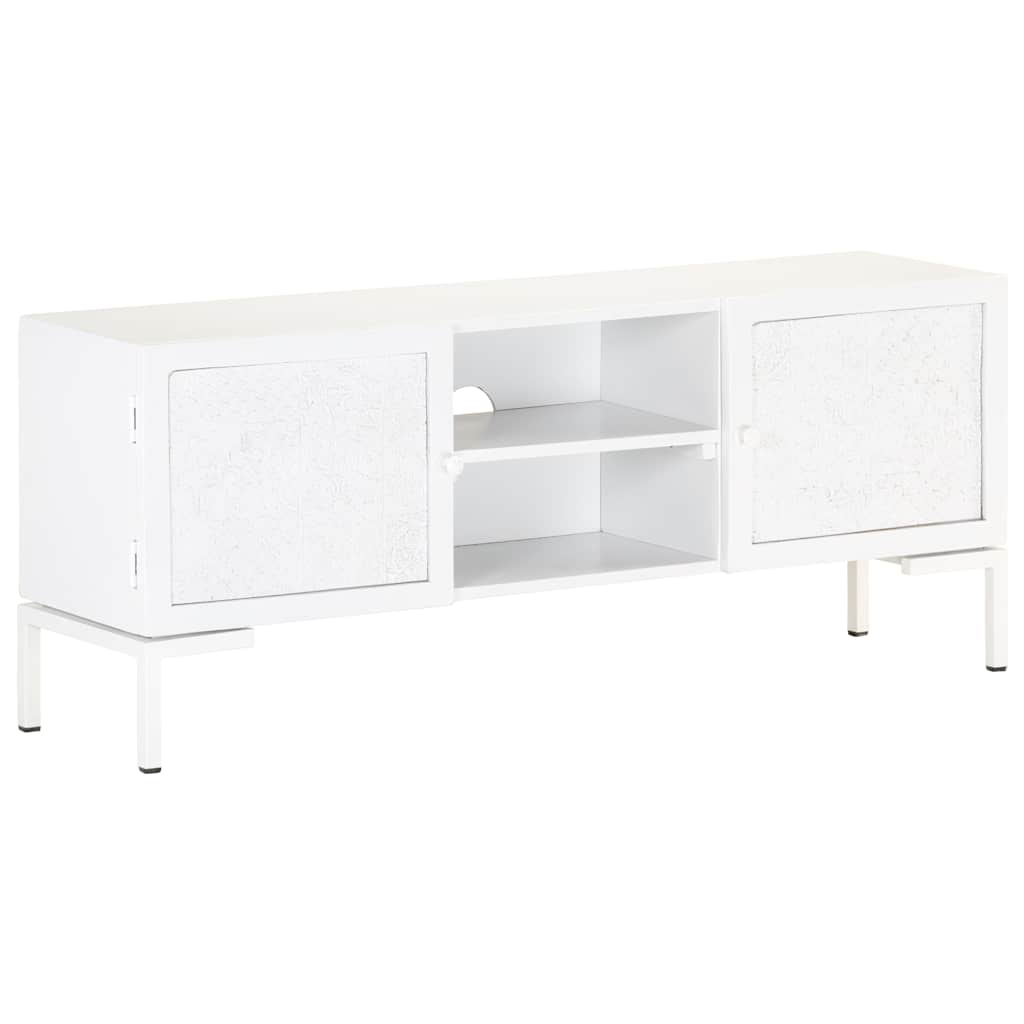 TV cabinet, white, 115x30x46cm, solid mango wood