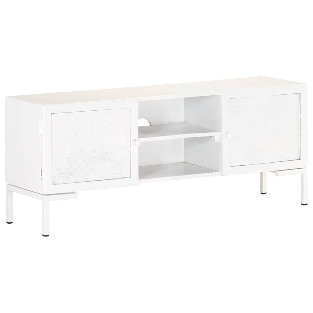 TV cabinet, white, 115x30x46cm, solid mango wood