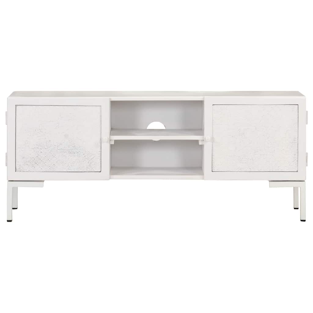 TV cabinet, white, 115x30x46cm, solid mango wood