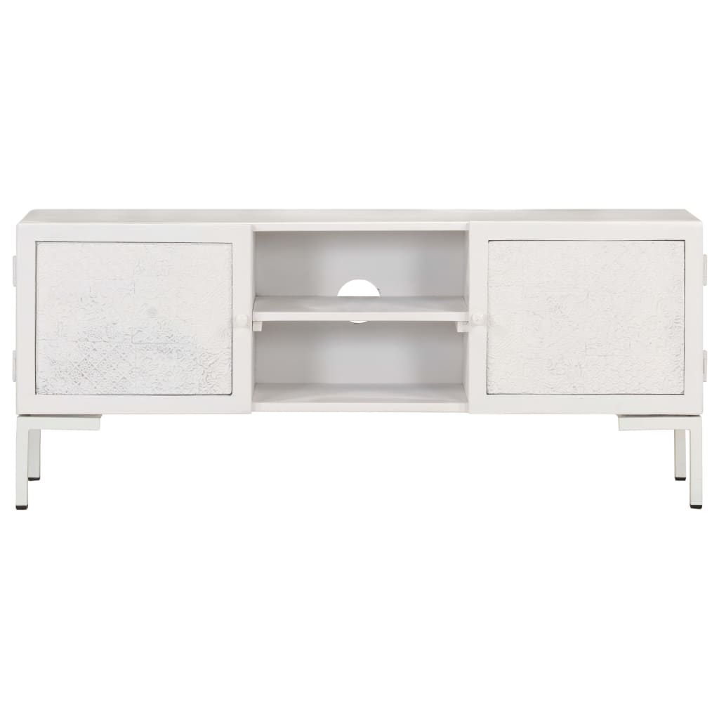 TV cabinet, white, 115x30x46cm, solid mango wood
