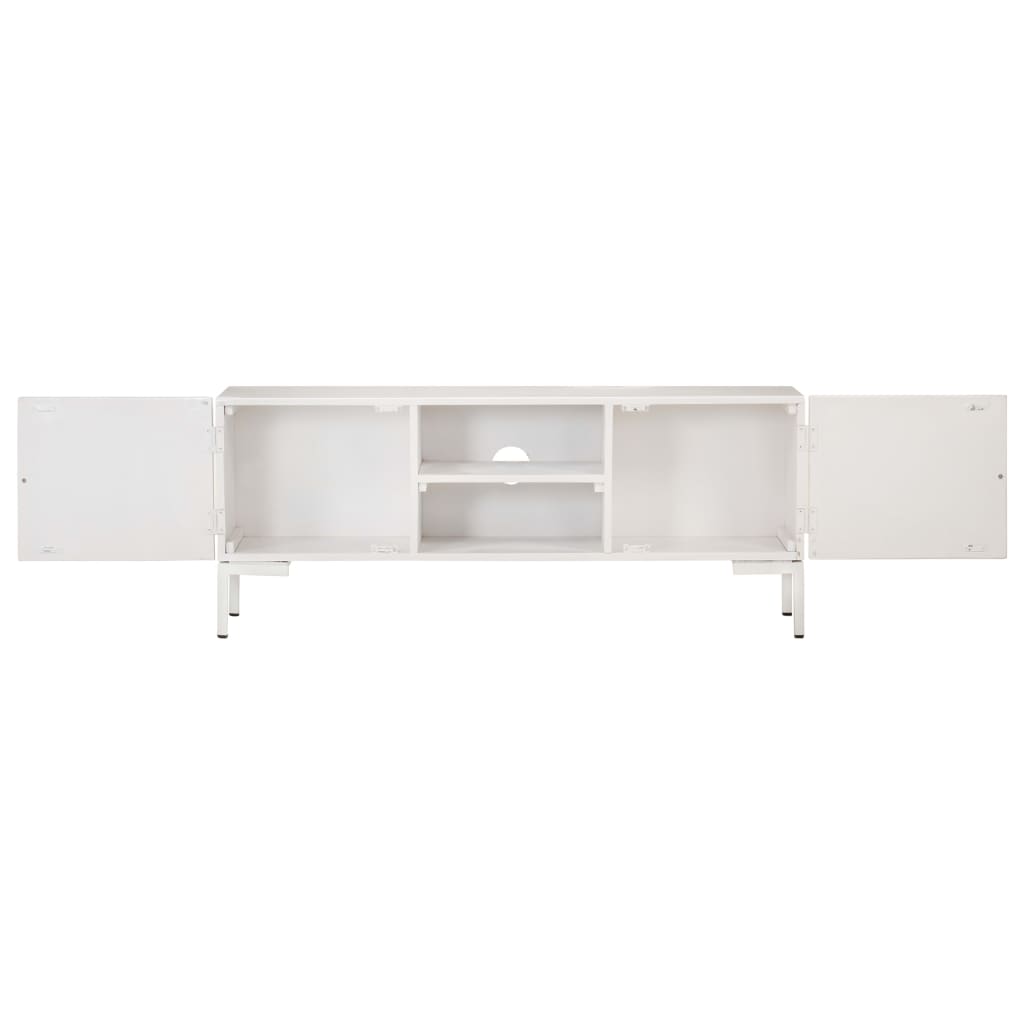 TV cabinet, white, 115x30x46cm, solid mango wood