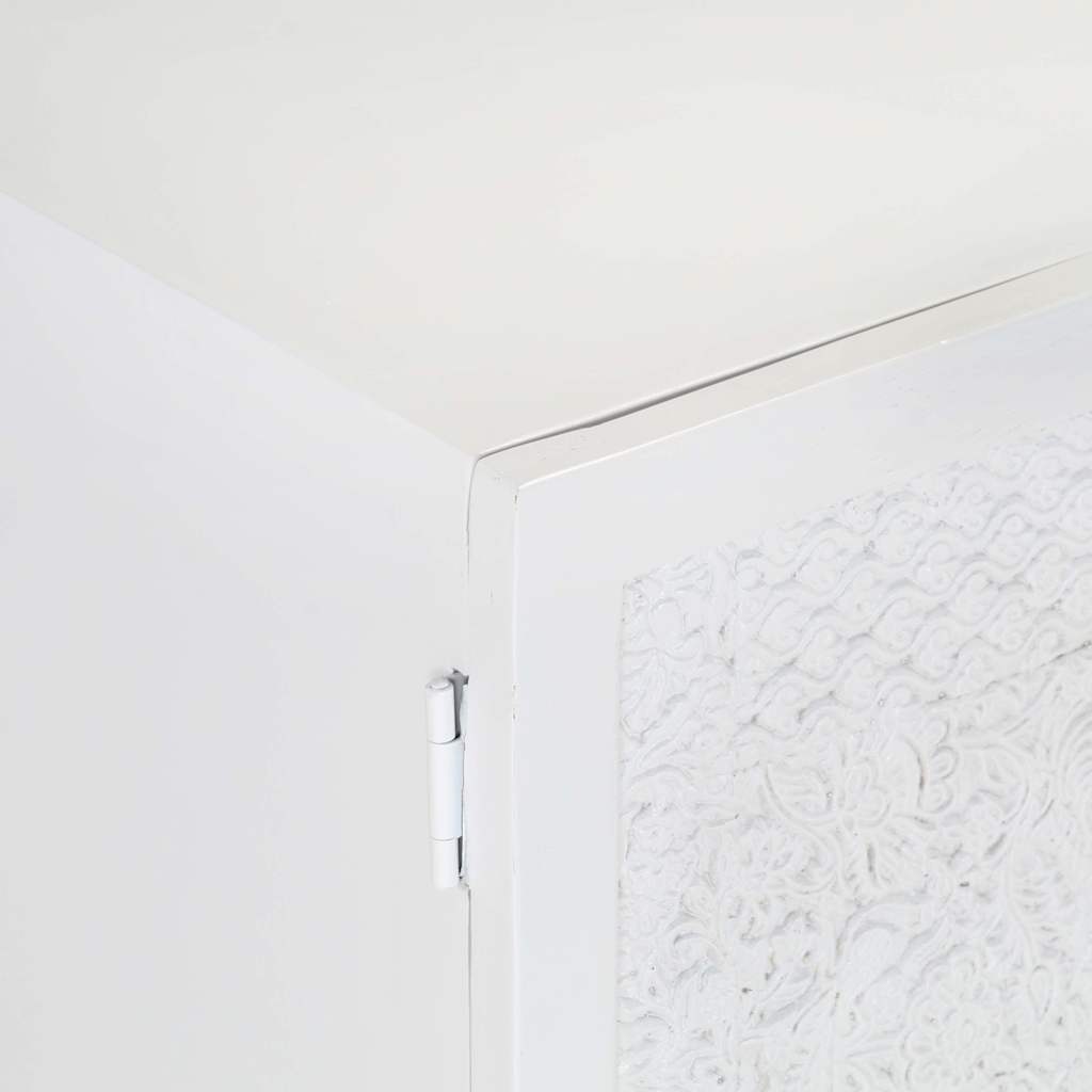 TV cabinet, white, 115x30x46cm, solid mango wood