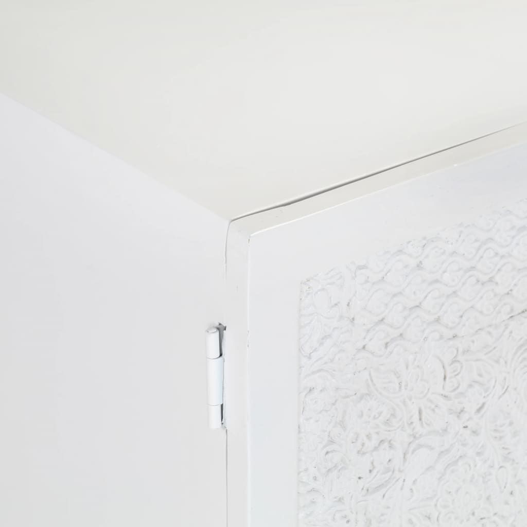 TV cabinet, white, 115x30x46cm, solid mango wood