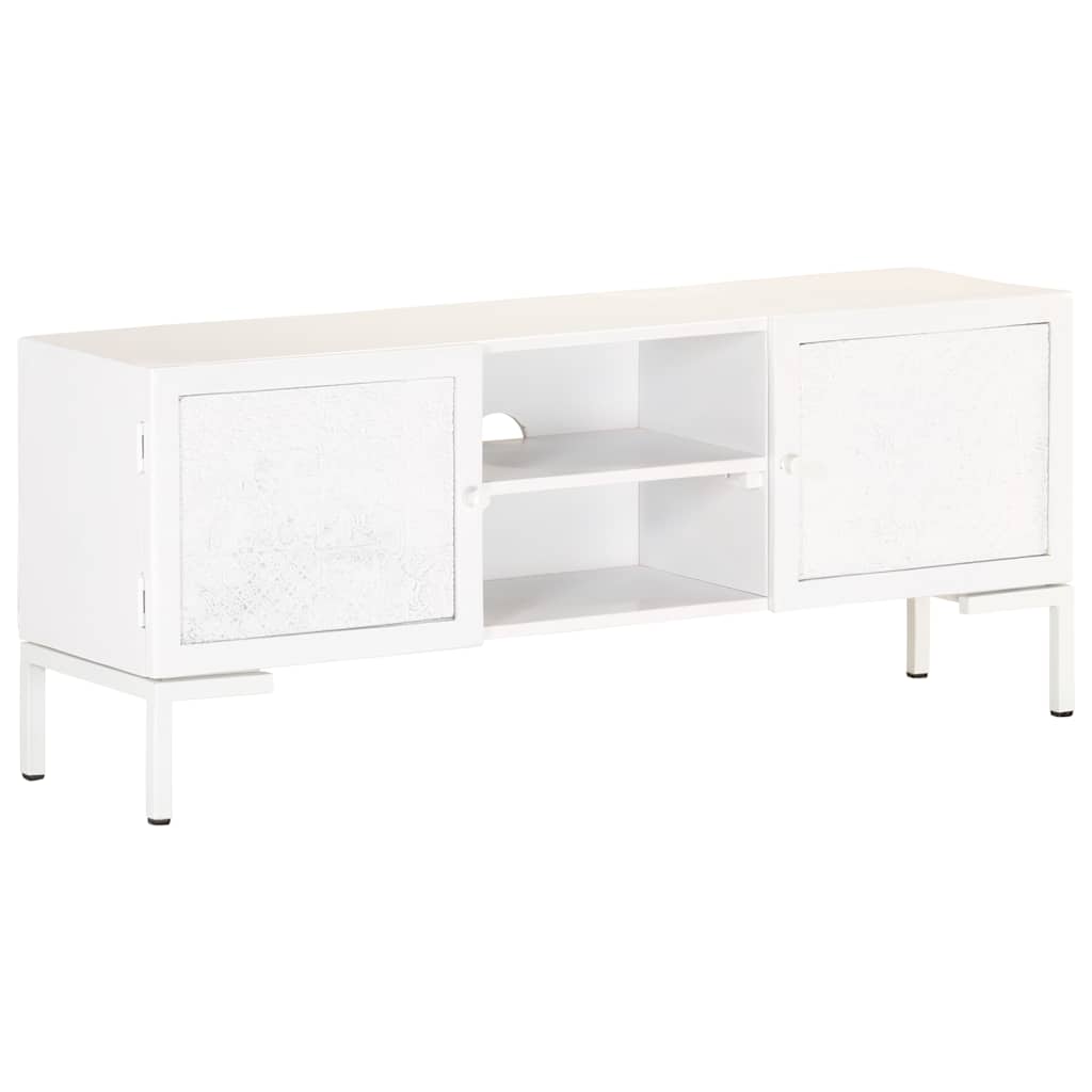 TV cabinet, white, 115x30x46cm, solid mango wood