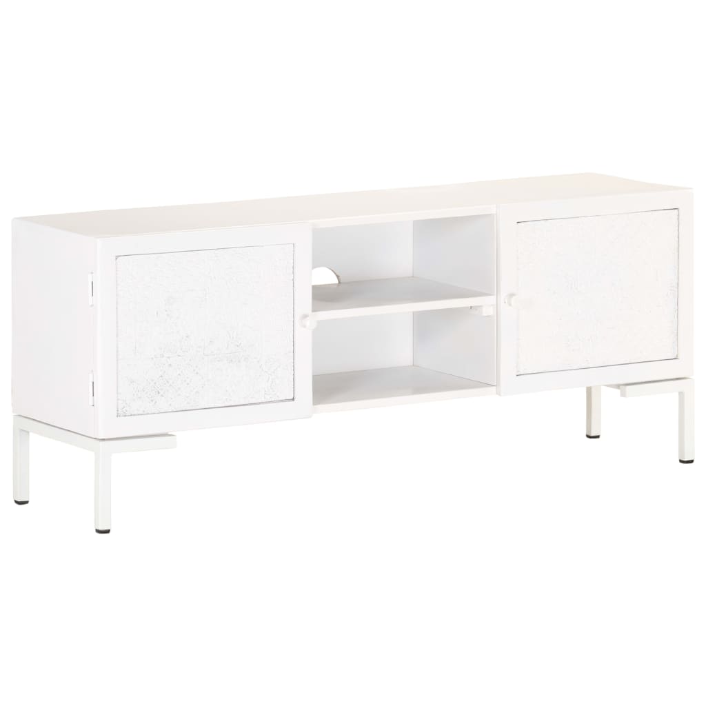 TV cabinet, white, 115x30x46cm, solid mango wood