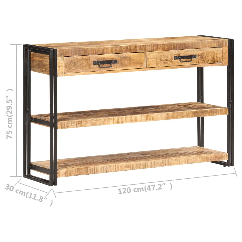 Sideboard, 120x30x75 cm, raw mango wood