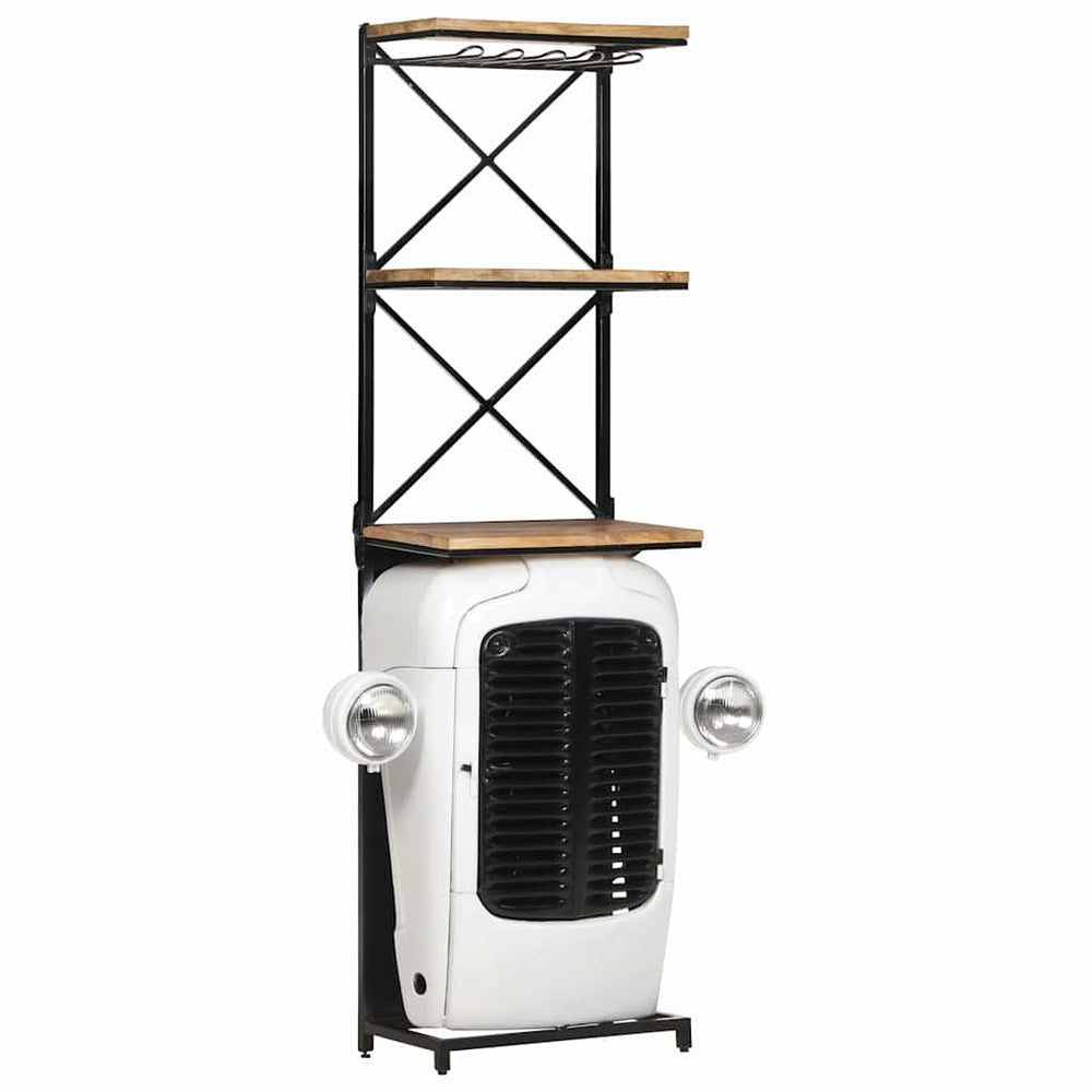 Wine cabinet, white, 49x31x172cm, untreated mango wood