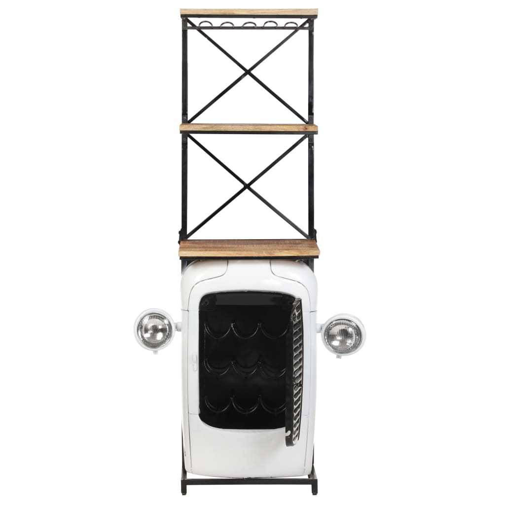 Spintelė vynui, balta, 49x31x172cm, neapdorota mango mediena