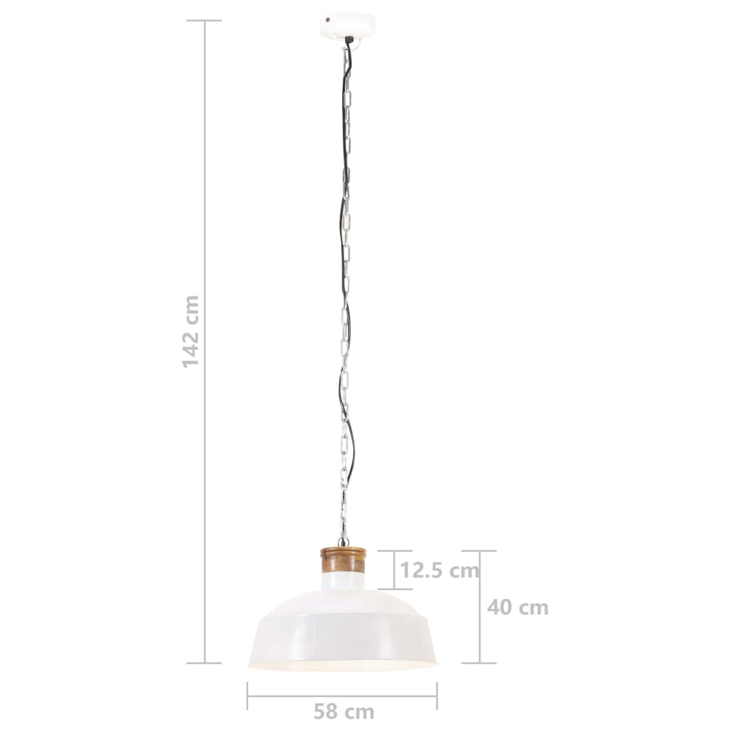 Kabantis šviestuvas, baltas, 58cm, E27, pramoninio stiliaus