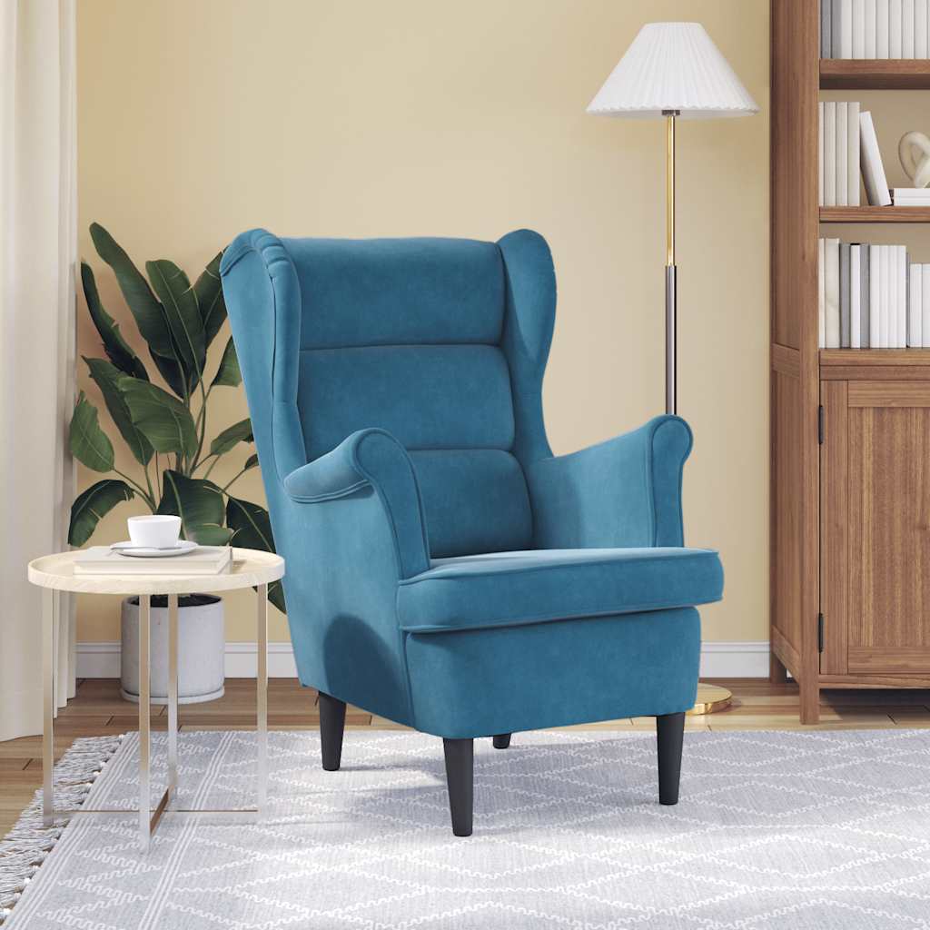 Armchair, blue, velvet