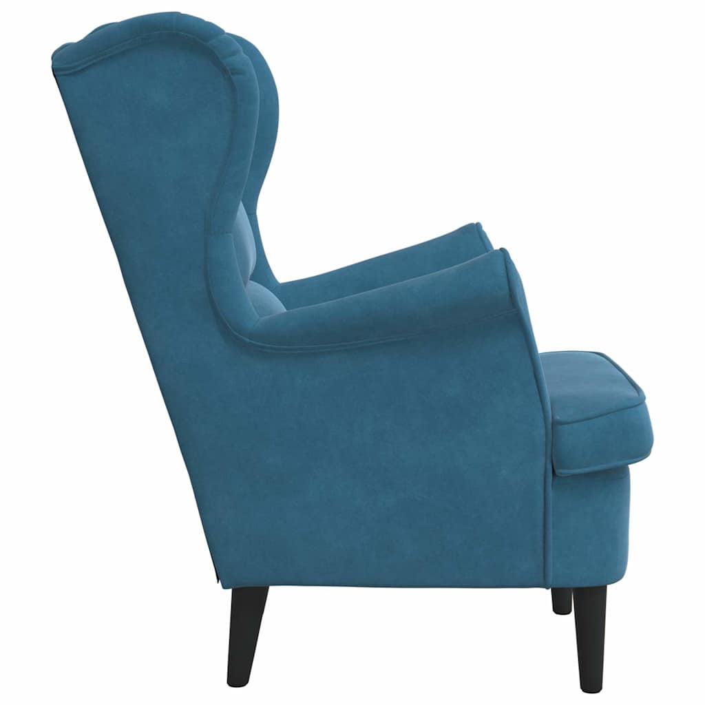 Armchair, blue, velvet