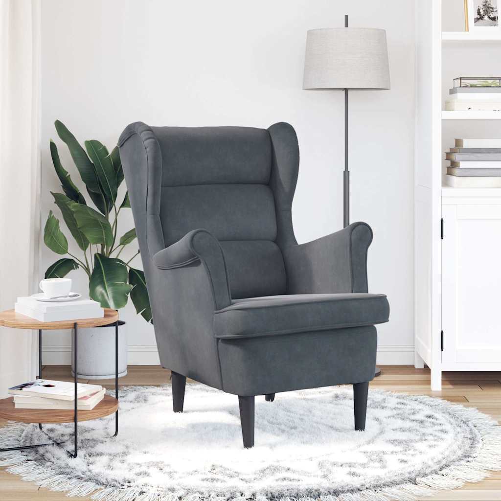 Chair, dark gray, velvet